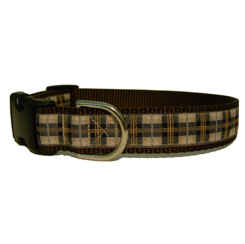 Brown Tartan Dog Collar